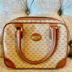 Gucci Beige and Brown Monogram Mini Satchel